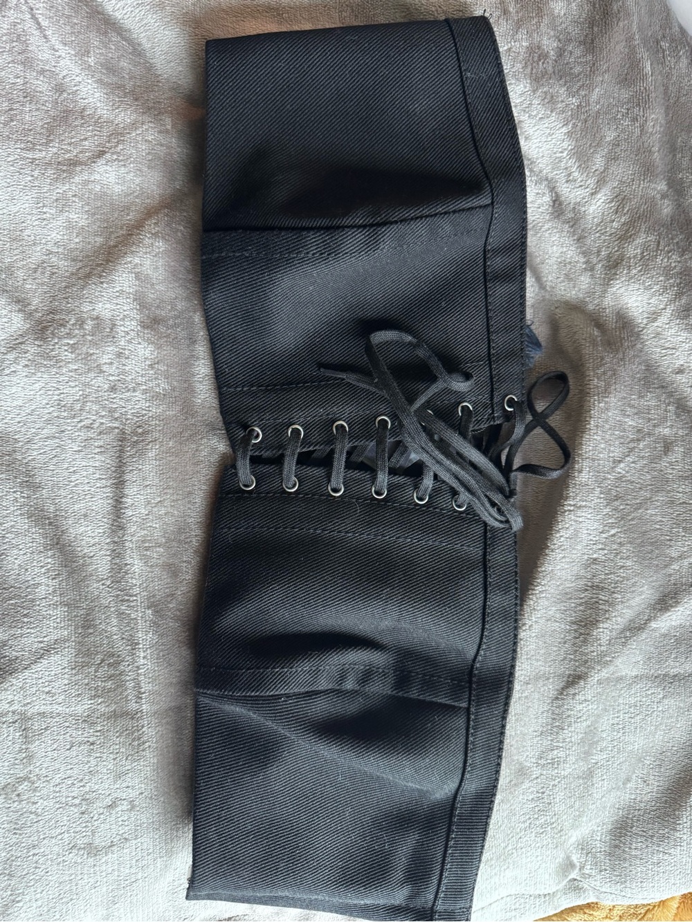 Prada Lace-Up Corset Top Black Bralette Denim Runway Style Made in Italy
